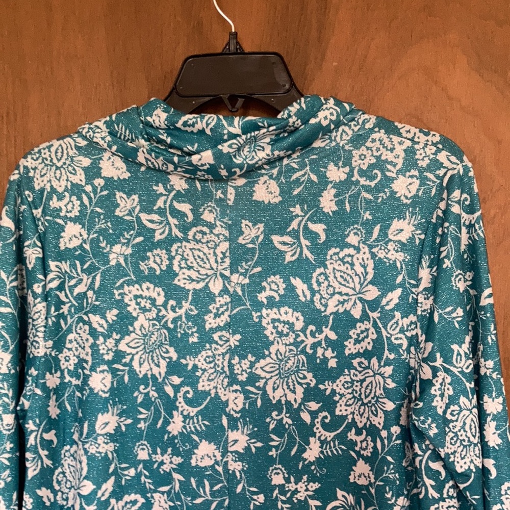 Ruby rd top metallic floral print pullover w stretch casual office PM - Picture 8 of 17